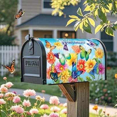 Mailbox Covers Magnetic Standard Size 25.5x21 Inch Beautiful Flowers Of The Four SeasonsMailbox Wraps For Garden Yard Home Outdoor Decor Wele