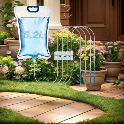 5.2L Drip Irrigation Bags With Adjustable Flow Automatic Plant Irrigation System Home Sprinkler Device For Indoor And Outdoor