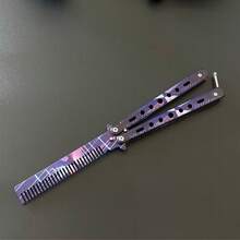 Alloy Graffiti Butterfly Comb - Folding Comb Training Simulation Game Props, Beginner Practice Comb, Hairstylist Tool Comb Model, Stainless Steel Butterfly Comb - Multicolor - View 12