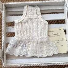 2pcs/Set Spring & Summer Small Dog Lace Camisole Princess Dress, Happy Dog Camisole Vest, Cat Clothes (Random Fabric Patterns) - White - View 4