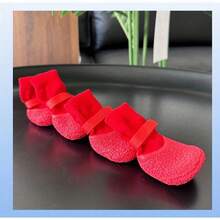 4pcs Dog Paw Protection Socks - Anti-Scald Breathable Knitted Pet Shoes With Waterproof Rubber Sole And Adjustable Hook And Loop For Large, Medium And Small Dog Socks Machine Washable All Seasons With Non-Slip Design Waterproof Socks At The Bottom Non-Slip Socks Pet Paw Protection Dog Socks - Blue - View 5