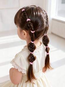 10pcs/30pcs New Pink & White Heart Bow Print Hair Scrunchies, High Elasticity No-Damage Hair Ties, Suitable For Daily Hairstyle - Multicolor - View 5