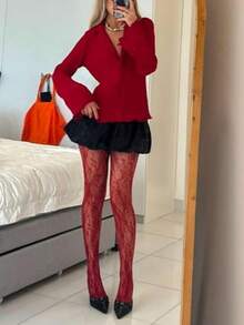 1双女士花卉蕾丝连裤袜，图案网眼长袜，透明时尚紧身裤，可爱性感打底裤，夏季旅行度假必备服饰配件 - 彩色 - 查看 2