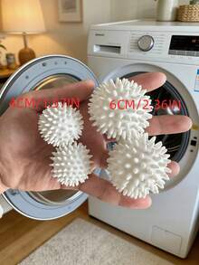 6个洗衣烘干球 - 去污，专为特定面料设计，无需用电，可重复使用，除毛球，软化衣物，减少褶皱和静电，防止衣物在家庭和自助洗衣店缠绕 - 白色 - 查看 5