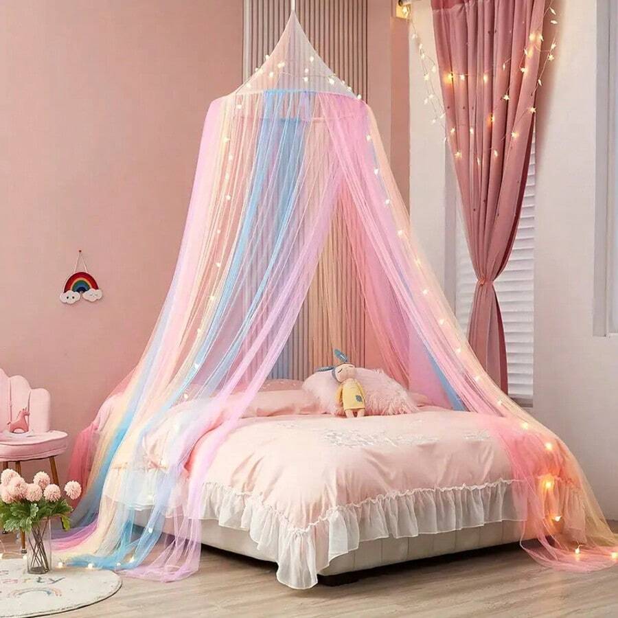 Free Installation Ceiling Dome Mosquito Net, Princess Style Floor Standing Canopy Mosquito Net, Minimalist Bed Curtain For Indoor & Outdoor Use, Camping Equipment - Multicolor - View 1