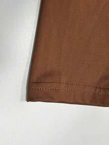 2pcs Women's Solid Color Long Sleeve Minimalist Jacket And Dress Set - Brown - View 5