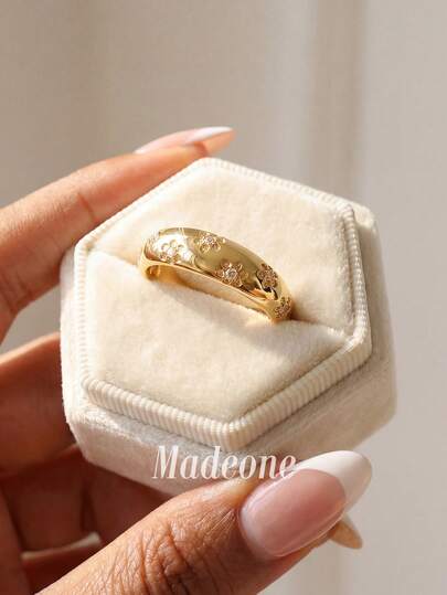 1pc 925 Sterling Silver Luxury Floral Gemstone Inlaid Ring, Women's Jewelry, Charming Promise Ring, Exquisite Jewelry Ring, Daily Wear Decorative Gift For Her