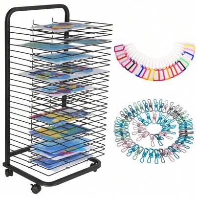 Studyset Paint Drying Rack,16 Or 25 Removable Shelves, Art Drying Rack For Classroom,Art Storage Rack,Drying Rack Art,Art Canvas Storage,Art Rack,Painting Drying Rack,Mobile Paper Drying Rack