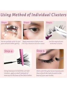 10对高评价狐狸毛假睫毛 - 自然妆效，猫眼妆，蓬松款式，D型卷度，0.07毫米粗，7-14毫米长，可重复使用，透明底膜，适合新手DIY假睫毛 - 查看 9