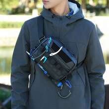 轻便男士户外胸包，多功能户外钓鱼包，渔具包，适合徒步、骑行，可挂在背心上作为腰包使用 - B - 彩色 - 查看 11