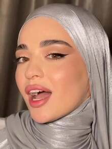 1pc Basic Women Solid Color Shiny Soft Island Silk Headscarf, Suitable For Daily Use And Conservative Dressing Headband Soft Hijab For Abaya Women Veil - 灰色 - 查看 12