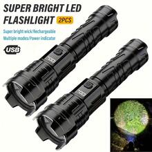 LiHangStar 1/2pcs Bright Handheld Flashlight, USB Rechargeable, Adjustable Zoom, Wide Beam, Portable Emergency Lighting Torch For Camping, Fishing, Repair, Outdoor Lighting - Telescopic Zoom Flashlight - View 11