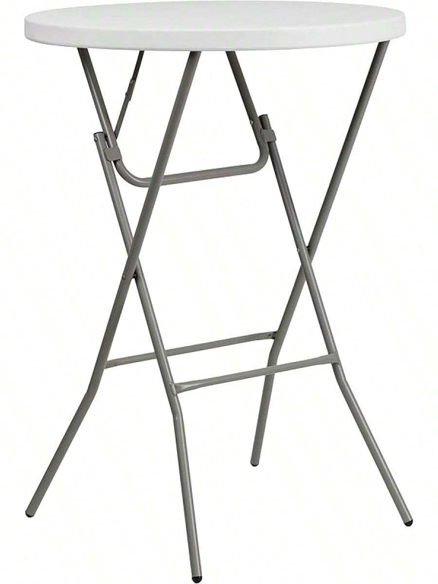 Furniture Elon Round Folding Bar Height Table For Parties And Commercial Events, Indoor/Outdoor Plastic Bar Height Folding Table, 32", Black - trắng - Xem 1