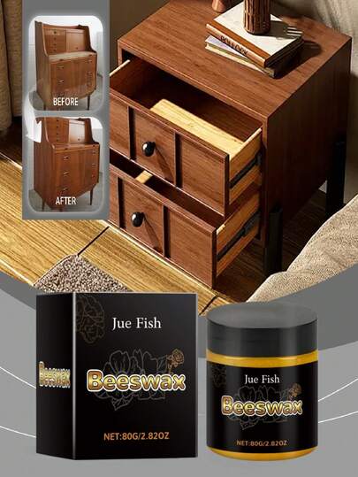 JUE FISH Jue-Fish 1 stuk/80 g Houtverzorgingswas, Polijstwas voor meubels, Renovatie, Opfrissen, Reinigen en Opfrissen, Geschikt voor Tafels, Stoelen, Krukken, Kledingkasten, Keukenkasten Renovatie en Opfrissen