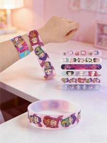 12/24个卡通风格韩流动漫拍手环，可爱派对用品，圣诞节、情人节、复活节礼物 - 彩色 - 查看 3