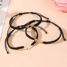 3pcs Minimalist Retro Alloy Sun Moon Star Braided Friendship Bracelets, Suitable For Men And Women - Sun, Moon and Stars - View 3
