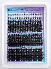 四合一蓬松假睫毛簇，60D/100D/160D/200D/300D 底型及尖头假睫毛簇，246/182 片俄罗斯 3D 卷翘假睫毛，6-18mm 延长套装，DIY 仙女/卡通假睫毛，适合日常妆容及角色扮演，可重复使用 - 查看 2