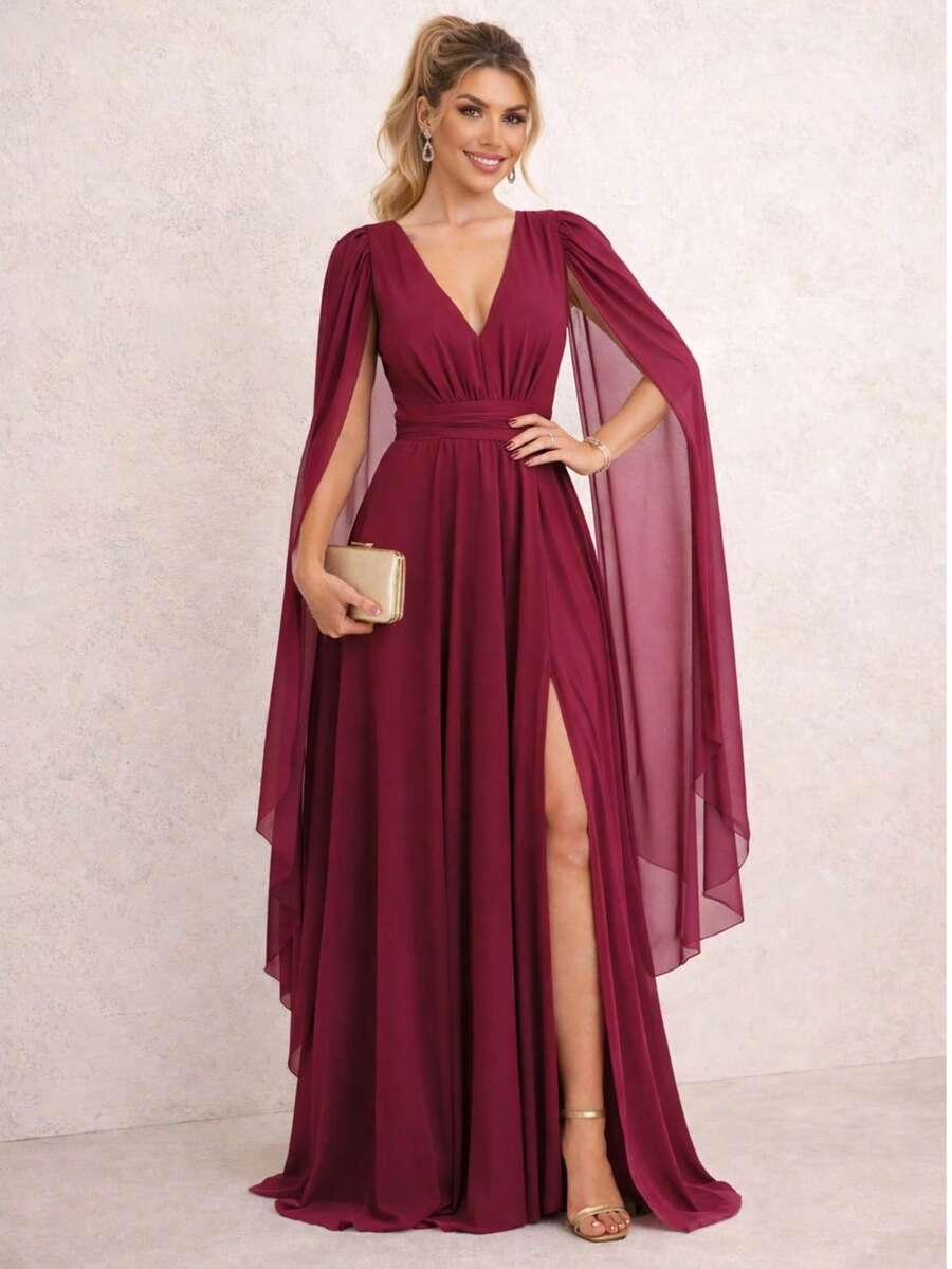 Women Dresses - 紅木色 - 查看 1