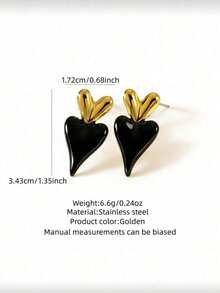 一对不锈钢不对称心形珐琅耳环，适合日常佩戴或女士派对，也是一份很棒的礼物。 - 彩色 - 查看 8