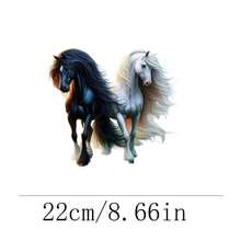 1pc/2pcs/3pcs Black & White Horse Heat Transfer Prints, DIY Ironing Fabric Stickers, Suitable For T-Shirts, Hoodies, Baseball Caps, Canvas Bags - L+S - View 3