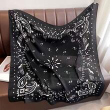 Khăn choàng cổ bằng polyester in hoa, phụ kiện thời trang phù hợp cho mọi mùa. - màu đen - Xem 11