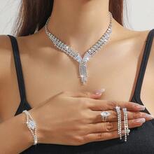 3pcs Luxury Rhinestone Jewelry Set: Necklace, Earrings, Suitable For Women's Daily Wear - Multicolor - View 13