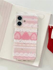 Ốp lưng điện thoại thiết kế bánh kem dâu tây thời trang mới, tương thích với iPhone 17/13/12/11 Pro Max, 15/16 Pro, 13/14 Plus, chống sốc. - Hồng - Xem 2