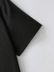 大码女式趣味猫咪印花休闲T恤，适合日常穿着、外出、度假、夏季、海滩派对、音乐节、假期、通勤等各种场合。 - 黑色 - 查看 4