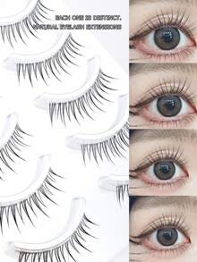 5对装，适合慵懒型，尖尾自然卷曲，浓密纤长，柔软交叉，超细不刺激，打造迷人卡通妆效，全条假睫毛，日常佩戴逼真自然，可重复使用。 - 查看 4