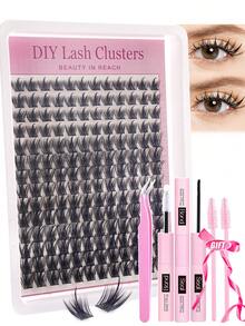 144pcs Complete DIY Lash Kit , Glue & Application Tools- Includes False Lashes, Glue, Tweezers & Brush, Professional & Beginner Friendly, Easy Home Use,Eyelash Starter Kit For Beginners - Multicolor - View 10