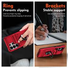 (Card Holder Function) (360° Rotating Stand) Military-Grade Rotating Phone Holder Stand + Shockproof Phone Case,Compatible With Apple 11/12/13/14/15/16 Pro Max, Galaxy S22/23/24/25+ And More - Red - View 7