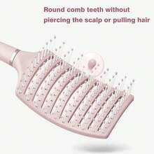 1-Pack Unisex Hair Brush, Multi-Color Fluffy Ribbed Comb, Dual-Use For Waves/Smoothing, Wet/Dry Use, Unscented Professional Styling Brush, Ideal For National Day, Bathroom Use, Scalp Massage, Back-To-School, Travel Vacations, And Daily Life, Also A Festive Gift For Family And Friends. - Massage Comb With Large Curved Shape - View 3