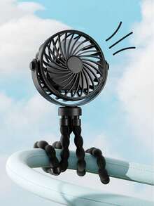 500mAh USB Rechargeable Cute Octopus Clip-On Fan, 3 Speeds Handheld Wireless Cooling For Baby Stroller And Travel - 720° Octopus Fan - View 7