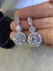 1 par de pendientes románticos de gota con circonita cúbica para mujeres, para boda, compromiso, aniversario, fiesta, joyería, regalo del Día de San Valentín - 1# - Ver 3