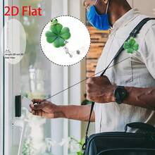 1个复活节2D扁平可爱可伸缩ID卡套，护士证件卷轴，办公挂绳 - 綠葉上的青蛙 - 查看 2