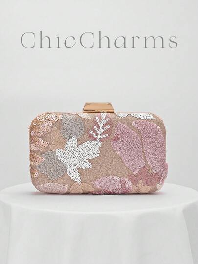 1pc Women's Fashionable Retro Evening Bag, Multicolor Leaf & Floral Pattern Patchwork Crossbody Mini Square Box Bag, Suitable For Party, Gathering, Shopping, Birthday, Valentine's Day, Gift, Random Pattern