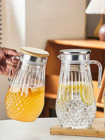 1pc Modern Heat-Resistant Anti-Drop Large Capacity Teapot With Lid And Handle, Suitable For Home Kitchen, Dining Room, Can Be Used For Juice, Tea, Milk And Other Beverages