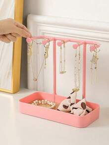Jewelry Display Stand, Earrings, Necklaces, Rings, Bracelets Jewelry Storage Rack, Desktop Dressing Table Wooden Base Hanging Bracket, Necklace Display Stand, Jewelry Hook, Suitable For Necklaces, Bracelets, Earrings, Rings, Keys, Watch Rack (White, Black, Pink) - Multicolor - View 9