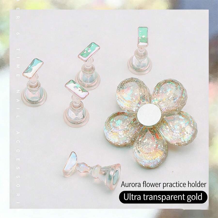 Magnetic Nail Polish Display Board With Practice Base Set, Includes 5 Square Bases + 1 Plum Blossom Base, Essential Tool For Professional Nail Salons And Home DIY Manicure - Multicolor - View 1