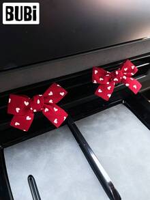 可爱蝴蝶结车载香氛扩散器，送给女士和女孩的礼物，粉色/红色，通用型空调出风口夹，车载空气清新剂 - 弓 - 查看 10