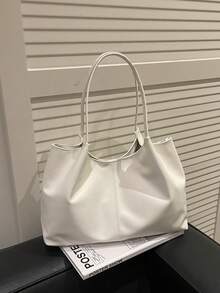 新款法式大容量手提包，独特设计女士通勤上学手提包/单肩包 - 白色 - 查看 7