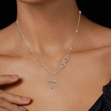 1pc Creative Personalized Rhinestone Cross & Infinity Symbol Pendant Necklace, Suitable For Women - 8-character Infinity - View 9