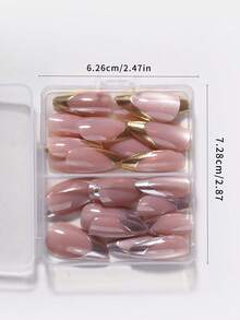 48片（2种款式）手工制作长杏仁形3D美甲贴纸，可打造法式猫眼美甲，银色法式和金色法式尖头美甲贴纸，中号，完美适配亚克力指甲，包含1支凝胶和1把指甲锉，适合女性日常工作、节日和派对场合。 - 彩色 - 查看 10