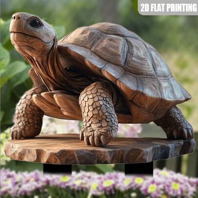 2D Flat 1pc Acrylic Turtle Garden Plaque - Weather-Resistant Outdoor Decor, Suitable For Planters, Lawns, Patios And Backyards, Figurine Decoration, Whimsical Yard Art, Perfect Housewarming Gift Or Gift For Friends And Family