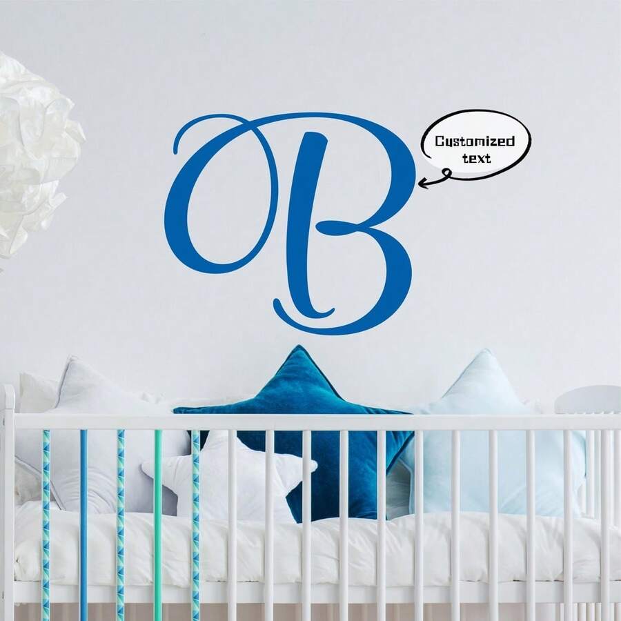 Personalized Initial Wall Decal:Monogram Wall Decal Sticker -Custom Wall Decal Monogram Initial Decal: Family Name Decor - Multicolor - View 1