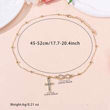 1pc Creative Personalized Rhinestone Cross & Infinity Symbol Pendant Necklace, Suitable For Women - 8-character Infinity - View 6