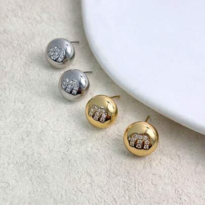 Minimalist Luxury Copper Plated Inlaid Versatile Letter Earrings, Classic Earrings