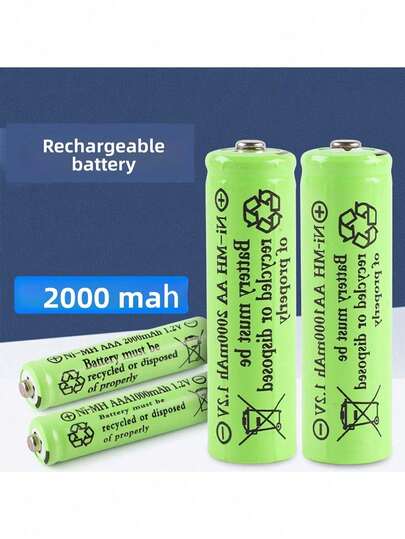 1.2V-2000mAh AAA & AA High Capacity Rechargeable Batteries, USB Dedicated Charger (This Charger Is Only Suitable For Charging These Batteries), Suitable For Halloween, Christmas, Garden String Lights