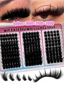 300D+200D+160D Spikes Lash Cluster Eyelash Extensions 180pcs/260pcs Thick Spiky Individuals Lashes 10-18mm Mega Wispy Eyelash Extension Fluff DIY D Curly Lash Extension Unique Spiky Cluster Eyelash Extensions Anime Individuals Fairy Cluster Lashes DIY At Home - DD - Xem 1