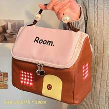 House Shaped Makeup Bag, Large Capacity Waterproof Cosmetic Organizer With Multi Compartments, Portable Travel Toiletry Pouch - Multicolor - View 8